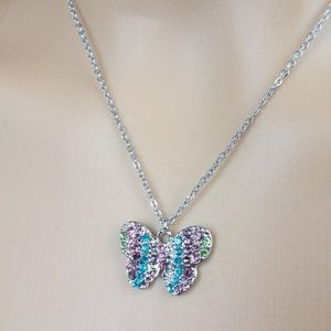 Multicolor color rhinestone butterfly neck…